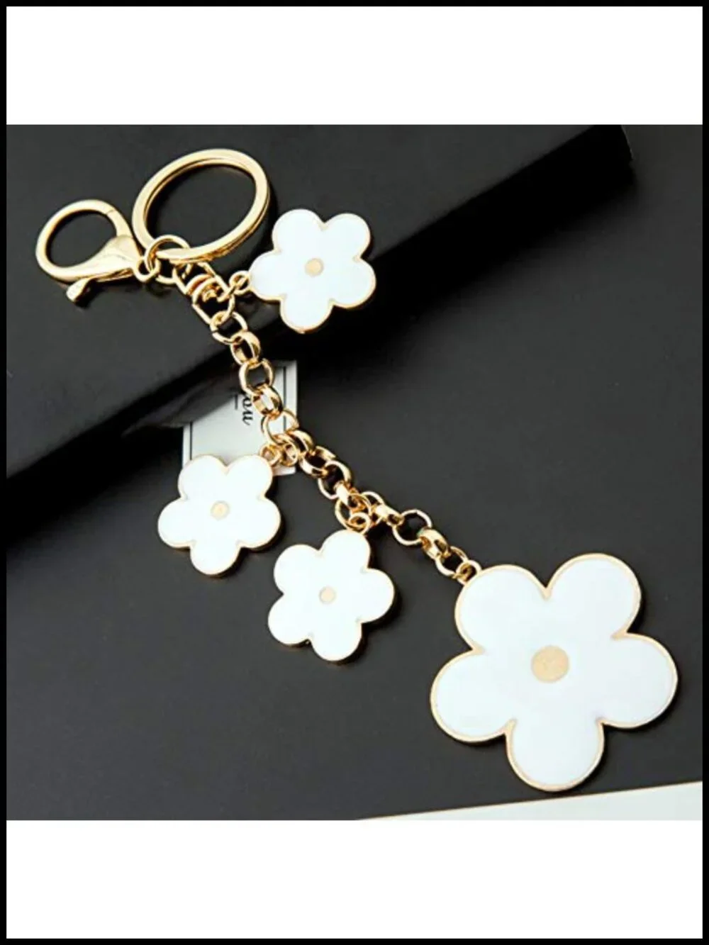 Flower Purse Charm Gold Plated Alloy Keychain Handbag Accessory Gift for Women